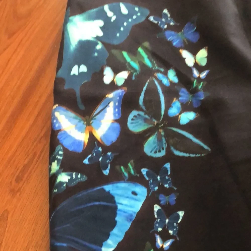 Ted Baker London Black Pants with Blue and Green Butterfly Design - Picture 2 of 8